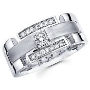 Men's Diamond 14K White Gold Wedding Band
