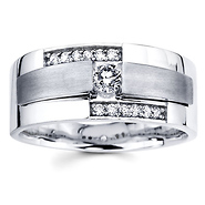 14K White Gold Designer Diamond Wedding Band