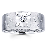 Checker Starburst 14K Diamond Wedding Ring