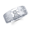 Starburst & Checker Diamond Set 14K White Gold Wedding Ring