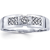 14K White Gold Round Diamond Men's Wedding Band