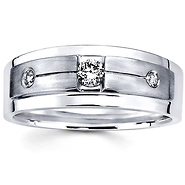 Three Diamond 14K White Gold Wedding Band
