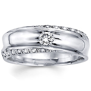 Designer 14K White Gold Round Diamond Wedding Band