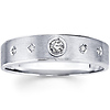 14K White Gold Bezel Set Diamond Brushed  Wedding Ring