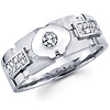 14K White Gold Diamond Bezel Set Wedding Ring