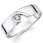 Modern Designer 14k White Gold Diamond Wedding Band