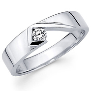 14K White Gold Modern Designer Diamond Solitaire Wedding Ring
