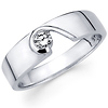 Bezel Set Modern Design 14K White Gold Wedding Ring