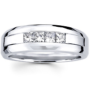 Princess Diamond Channel Set 14K White Gold Wedding Band