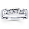 Round Diamond 14K Milgrain Edge Channel Set Wedding Ring