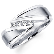 Designer 14K Gold Channel Set Princess Diamond Wedding Ring