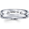 14K White Gold Round Diamond Textured Wedding Ring