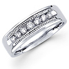 14K White Gold Milgrain Edge Round Channel Set Diamond Wedding Band