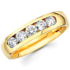 14K Yellow Gold Five Stone Round Diamond Channel Set Band