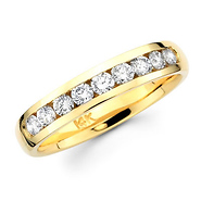 14K Yellow Gold Channel Set 9 Diamond Wedding Band
