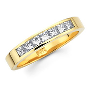 14k Yellow Gold Princess Diamond Wedding Band