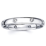 3mm 14K White Gold Bezel Set Round Diamond Eternity Wedding Band