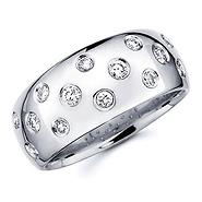 Round Diamond Bezel Set 14K White Gold Wedding Band