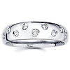 Stagger Diamond Bezel Set 14K White  Gold Wedding Band