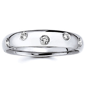 Comfort Fit 14K White Gold Diamond Bezel Wedding Ring (0.09 ctw)