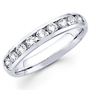 14K White Gold Nine Diamond Channel Set Wedding Band