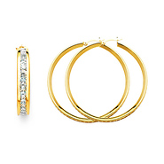 White CZ Hoop Earrings