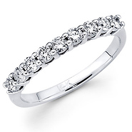14K White Gold Prong-Set Nine Diamond Wedding Band