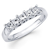 5 Princess Diamond 14K White Gold Wedding Ring (0.90Ct)