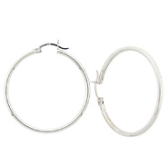 Classic Hinged Medium 14K White Gold 2mm Hoop Earrings