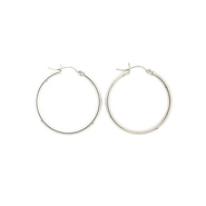 14k White Gold 2mm Hoops Earrings 30mm
