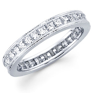 Milgrain Edge 14K White Gold Diamond Eternity Band (1.55-1.79 ctw)