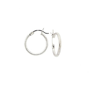 14K White Gold 2mm Hoops Earrings 17mm
