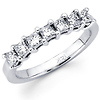 14K White Gold Princess Cut Diamond 7 Stones Band (0.72Ct)