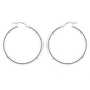 Medium 2.5mm 14k White Gold Hoops Earrings (33mm Diameter)