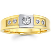 Two Tone 14K Gold Round Diamond Men's Wedding Band
