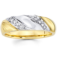 14K Two Tone Men's Diamond Wedding Band