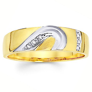 Curve Design 14K Two Tone Men's Wedding Band
