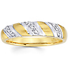 14K Two Tone Striped Men's Diamond Wedding Band
