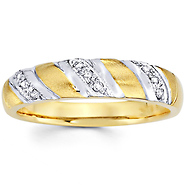 14K Two Tone Striped Men's Diamond Wedding Band