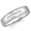 Round Diamond Milgrain Edge 14K White Gold Wedding Ring