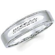 Round Diamond Milgrain Edge 14K White Gold Wedding Ring