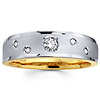 14K Two Tone Textured Diamond Wedding Band