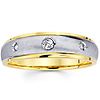 Bezel Set Round Diamond 14K Two Tone Gold Wedding Band