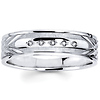 Carved Pattern 14K White Gold Diamond Wedding Band