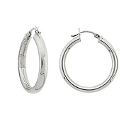 Thick 3.5mm Medium 14K White Gold Hoop Earrings