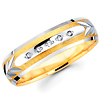Textured Leaf Pattern 14K Two Tone Diamond Wedding Band