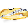 Striped & Textured 14K Two Tone Gold Diamond Wedding Band