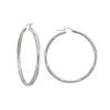 Satin and Polish White Gold Tube Hoops