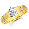 14K Tri Color Round Diamond Engagement Ring