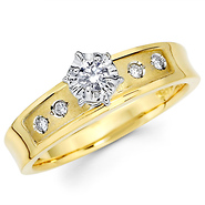 Two Tone 14K Gold Round Diamond Engagement Ring